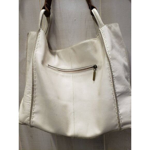 The Sak Large Tote Bag Los Feliz Leather Shoulder Purse Stone Brown Handle - Picture 6 of 13